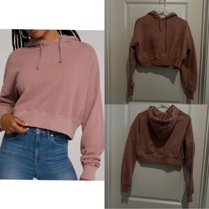Good American Pink Cropped Sweatshirt hoodie size 1 (small)